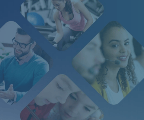 Grid of images with people working
