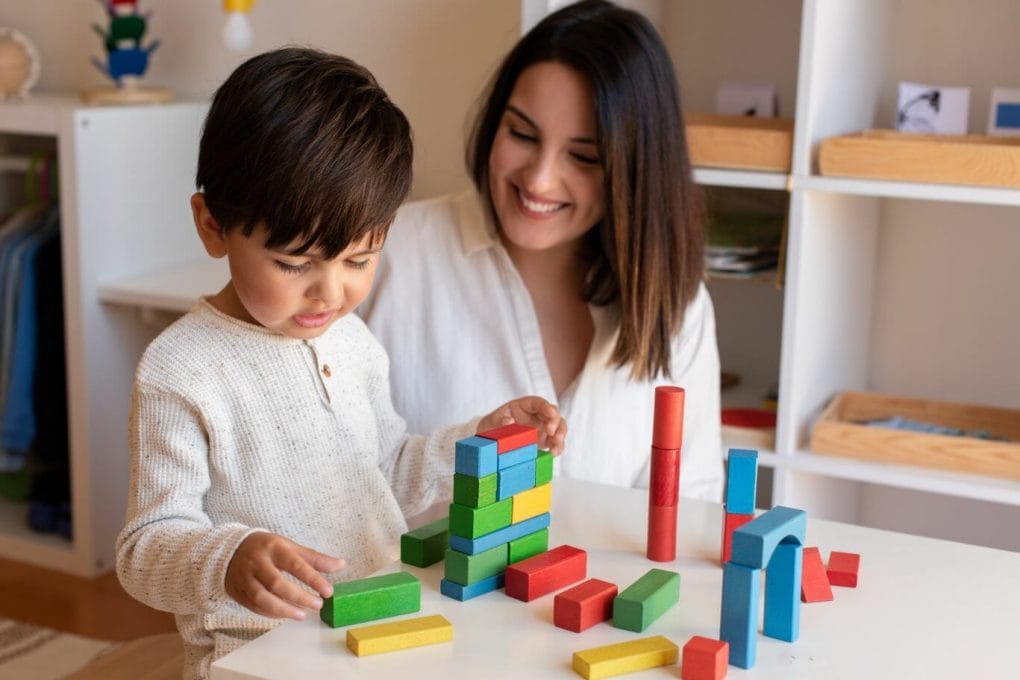 Teaching assistant with child