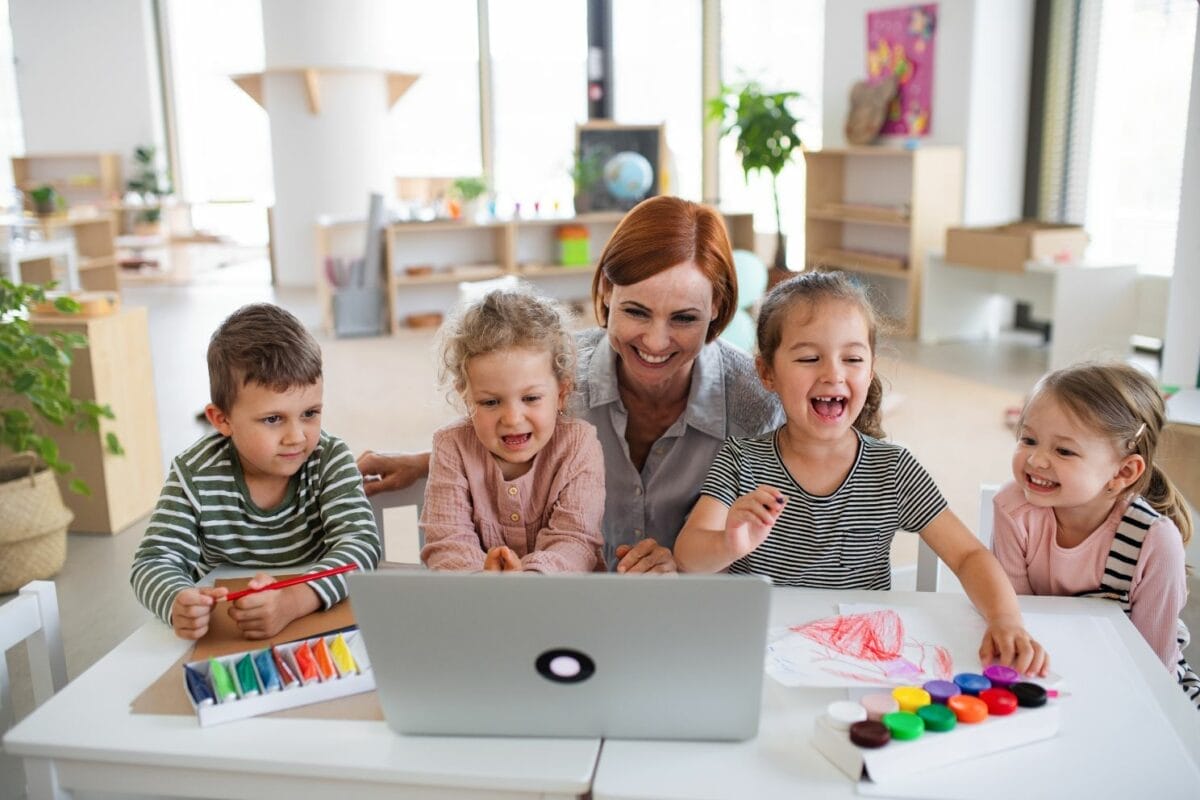 image of early years childcare professional with children
